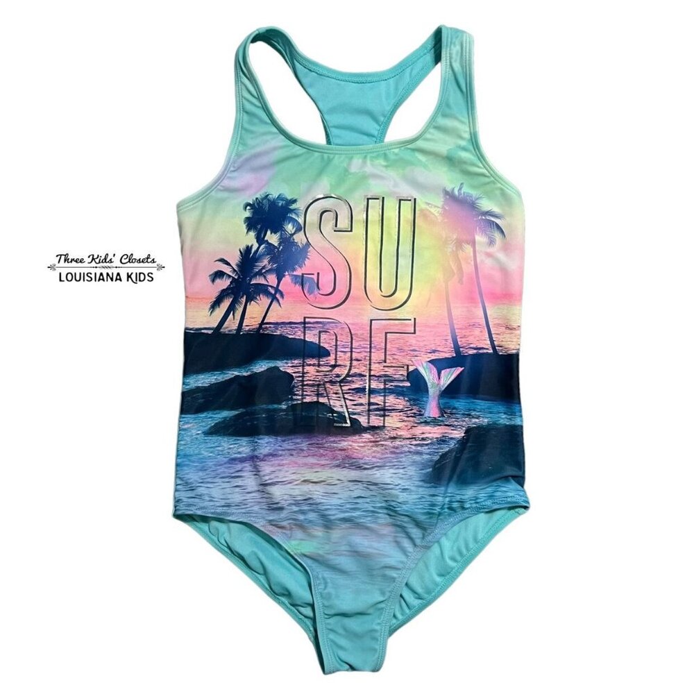 Justice Sz 14 Surf Racerback Swim Bathing Suit